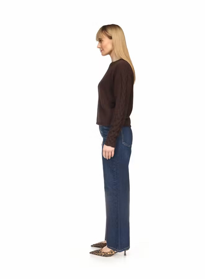 Cable Sleeve Crew - Dark Brown