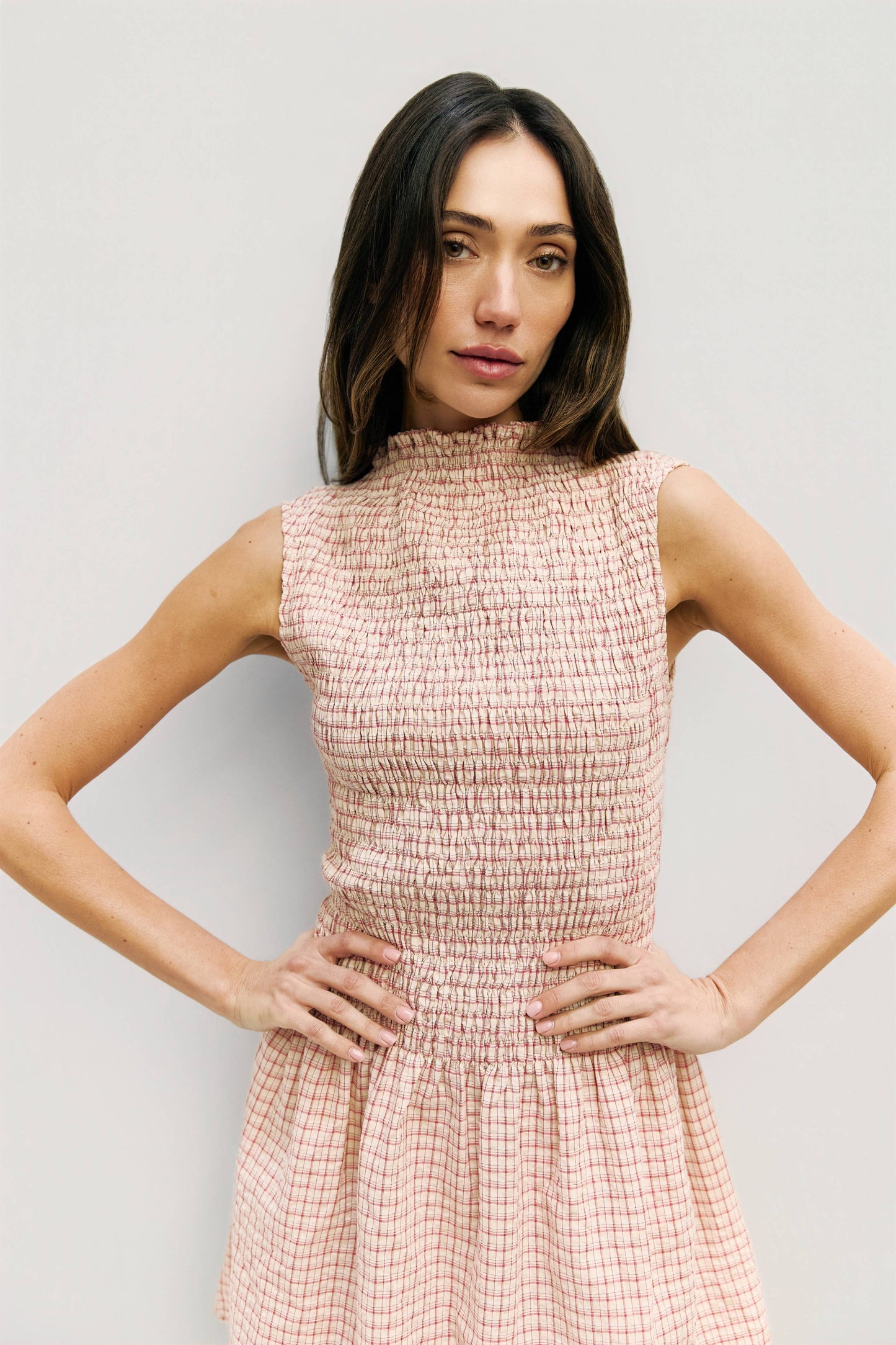 The Irisa Dress | Smocked Plaid Mini Dress: RED / MEDIUM