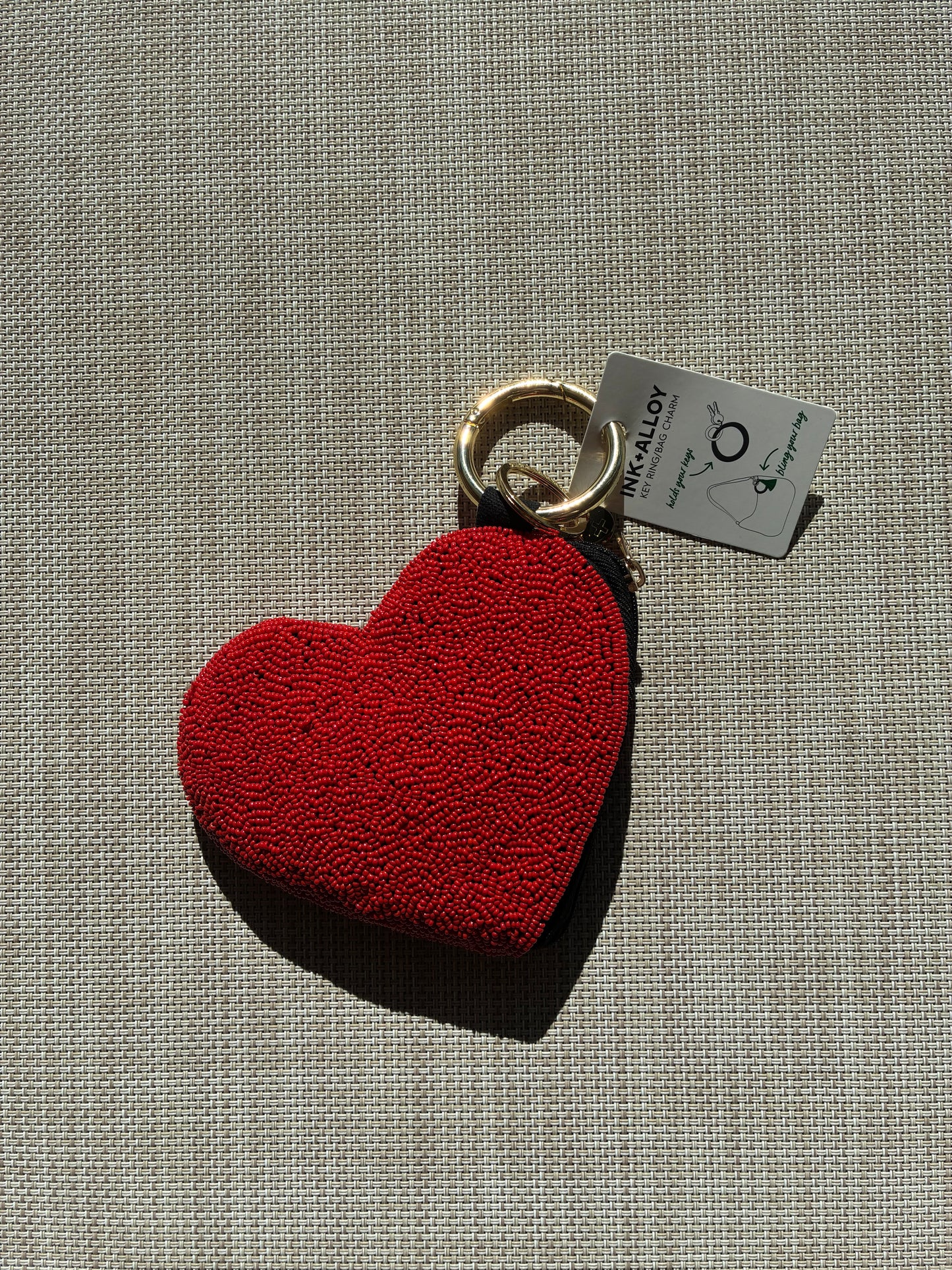 Mary ace of hearts card beaded pouch white