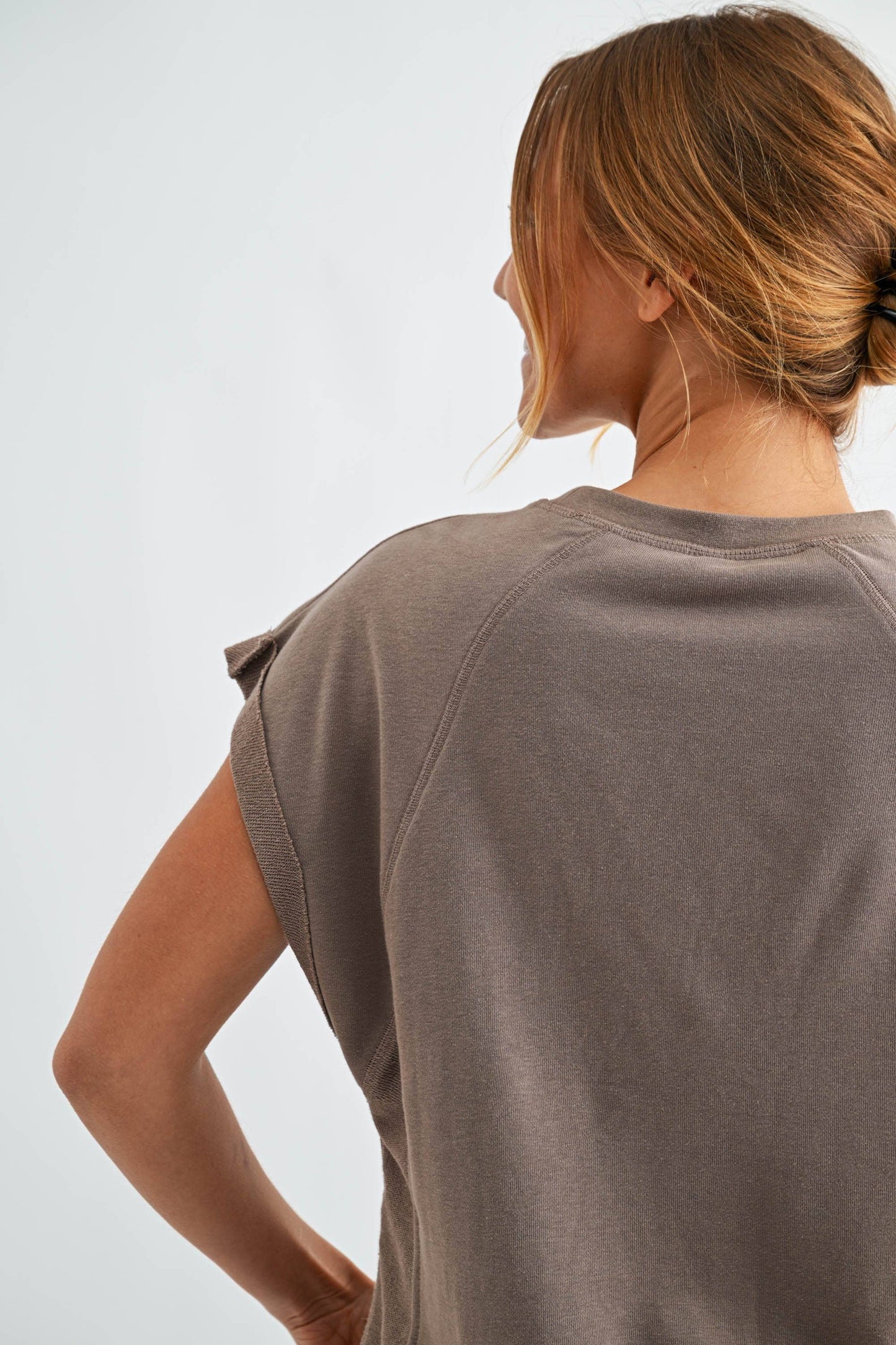 Offset French Terry Cap Sleeve Top