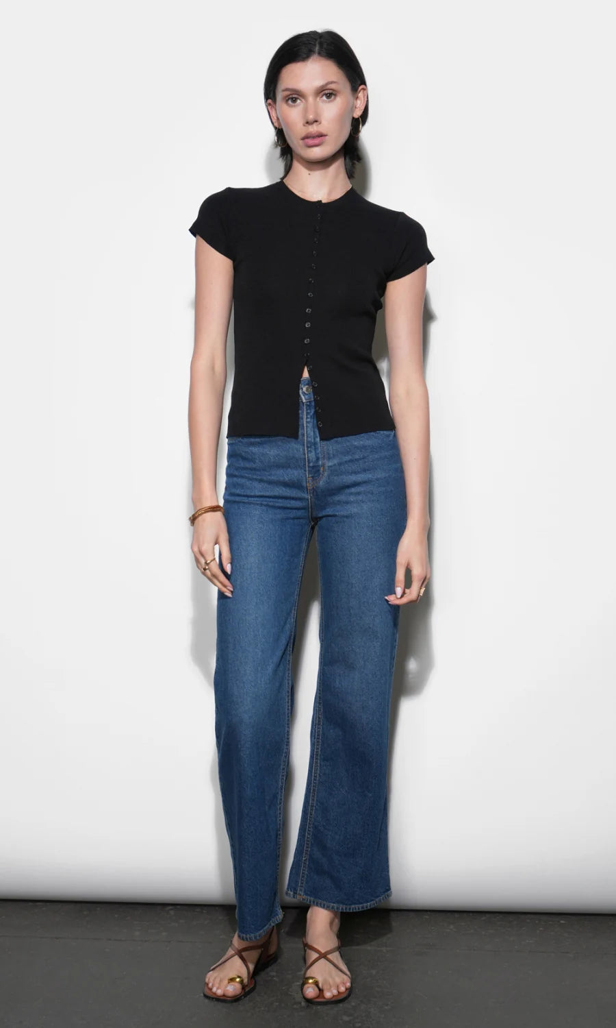 Vera Crew Neck Button Detailed Knit Top