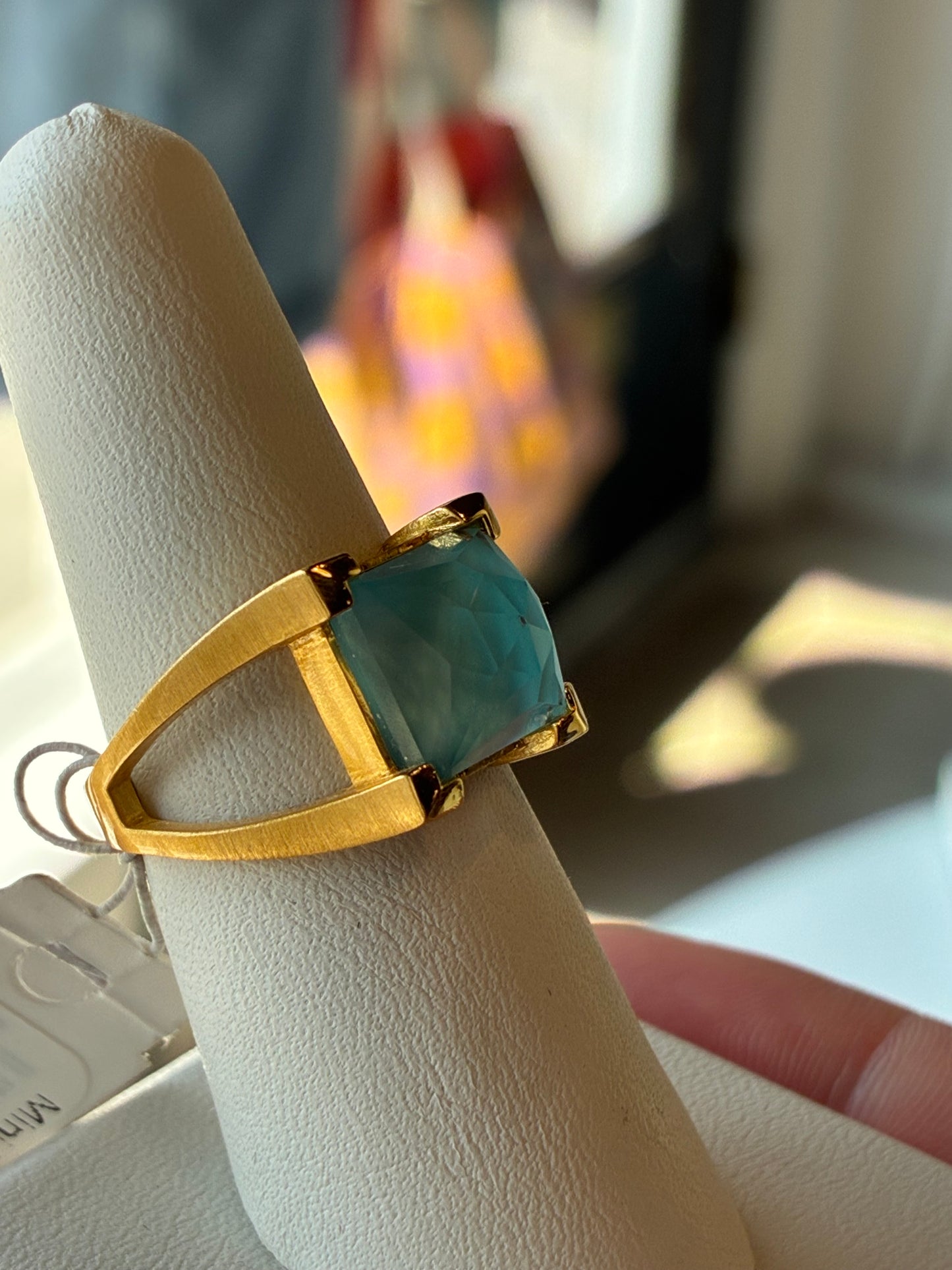 Mini Plaza Ring - Gold - Iridescent Turquoise - Si