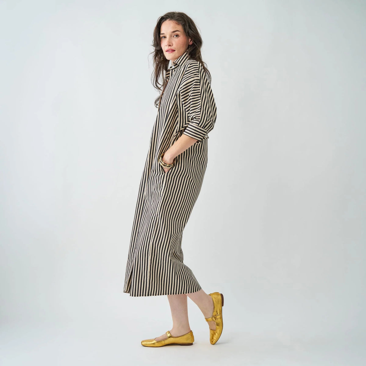 Colette shirtdress – Black and cream stripe