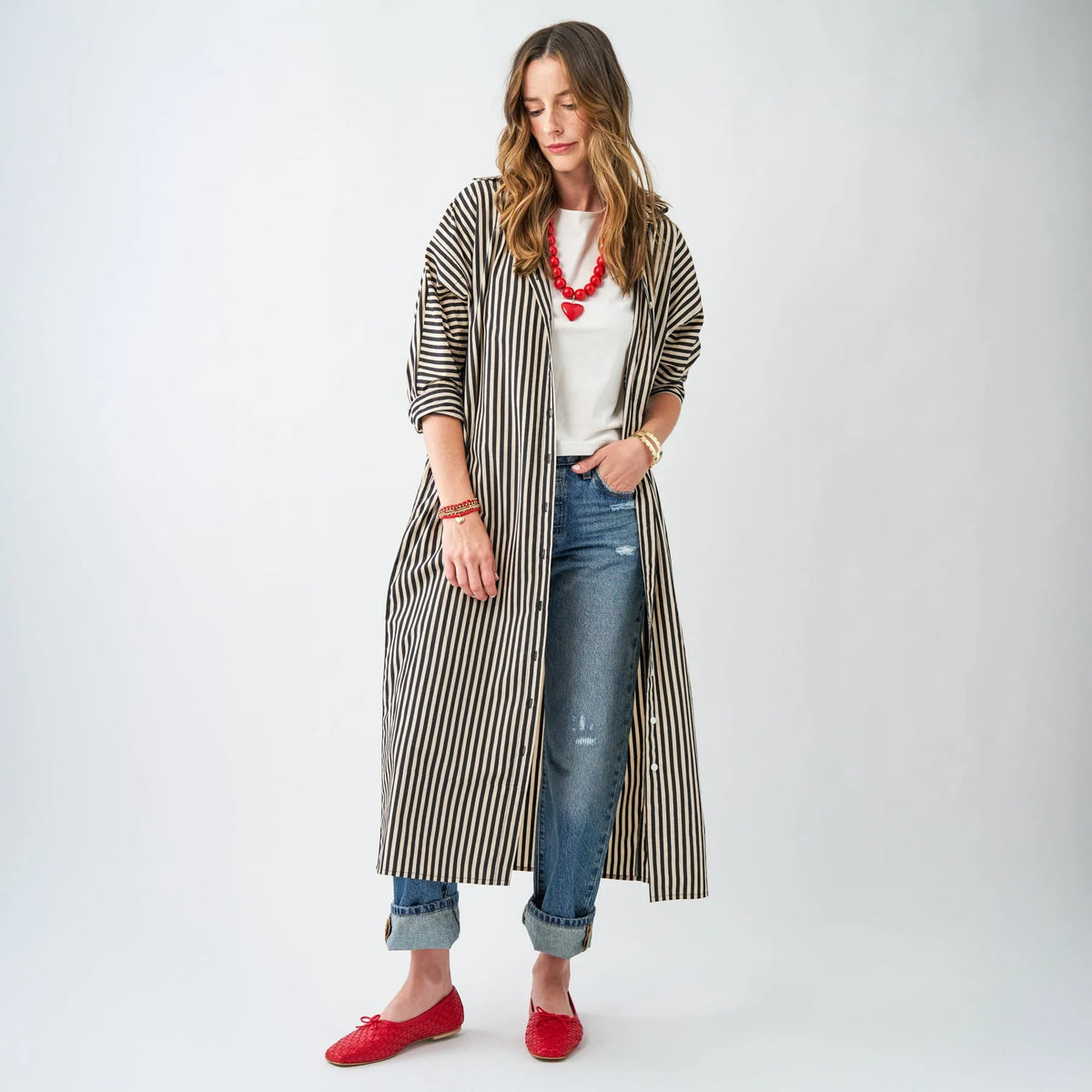 Colette shirtdress – Black and cream stripe