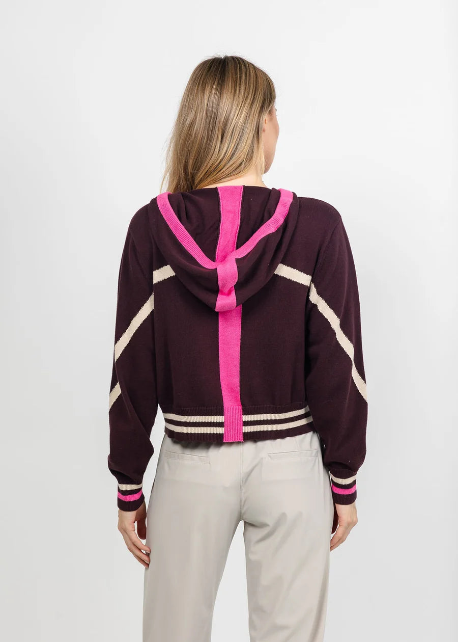 Sporty Stripe Up Hoodie - Cocoa