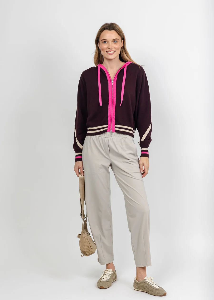 Sporty Stripe Up Hoodie - Cocoa