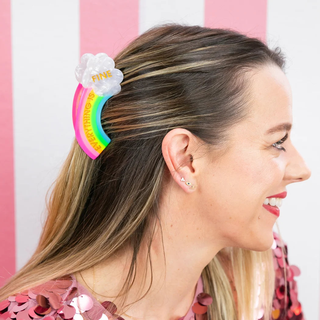 Everything Is Fine - Rainbow Hair Claw Clip