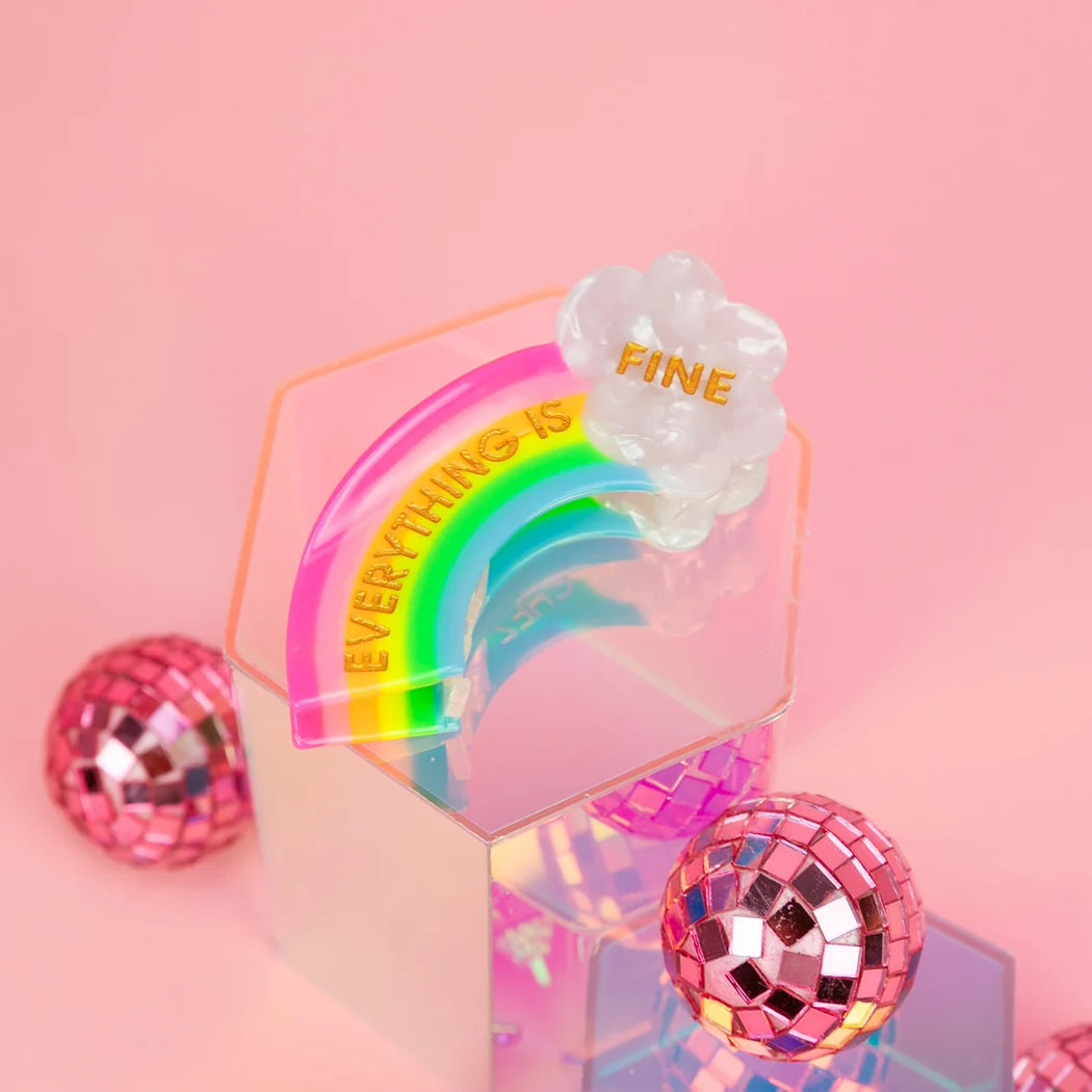 Everything Is Fine - Rainbow Hair Claw Clip