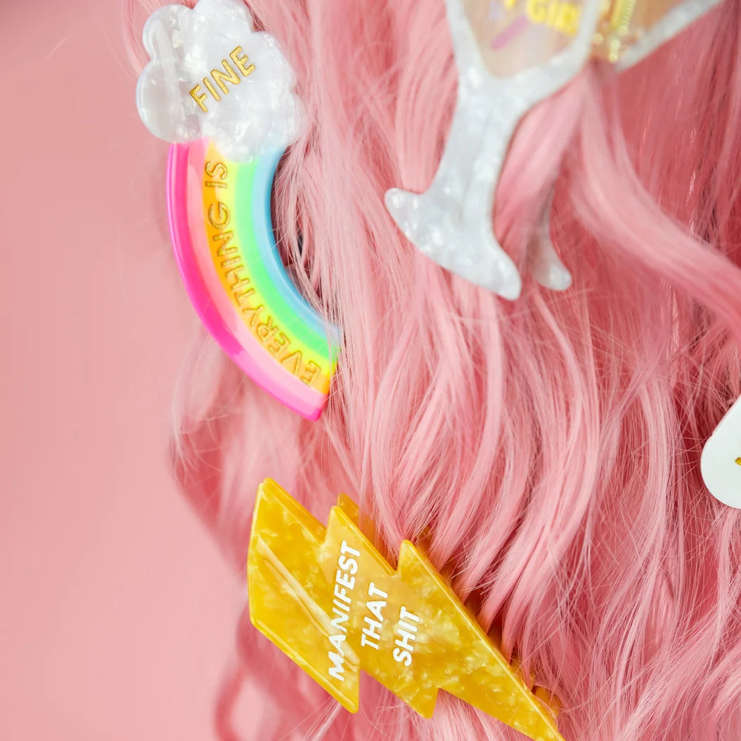 Everything Is Fine - Rainbow Hair Claw Clip