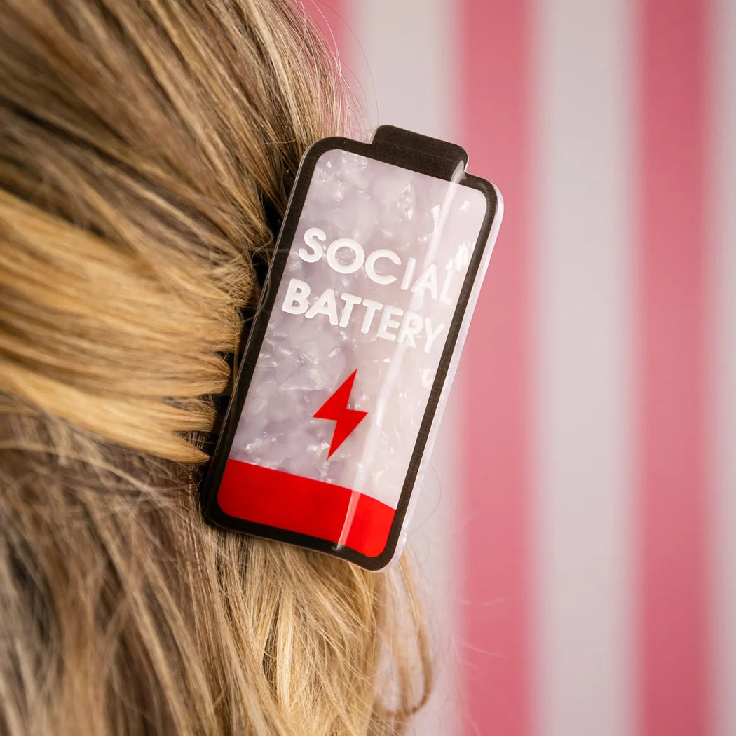 Social Battery - Low Battery Hair Claw Clip