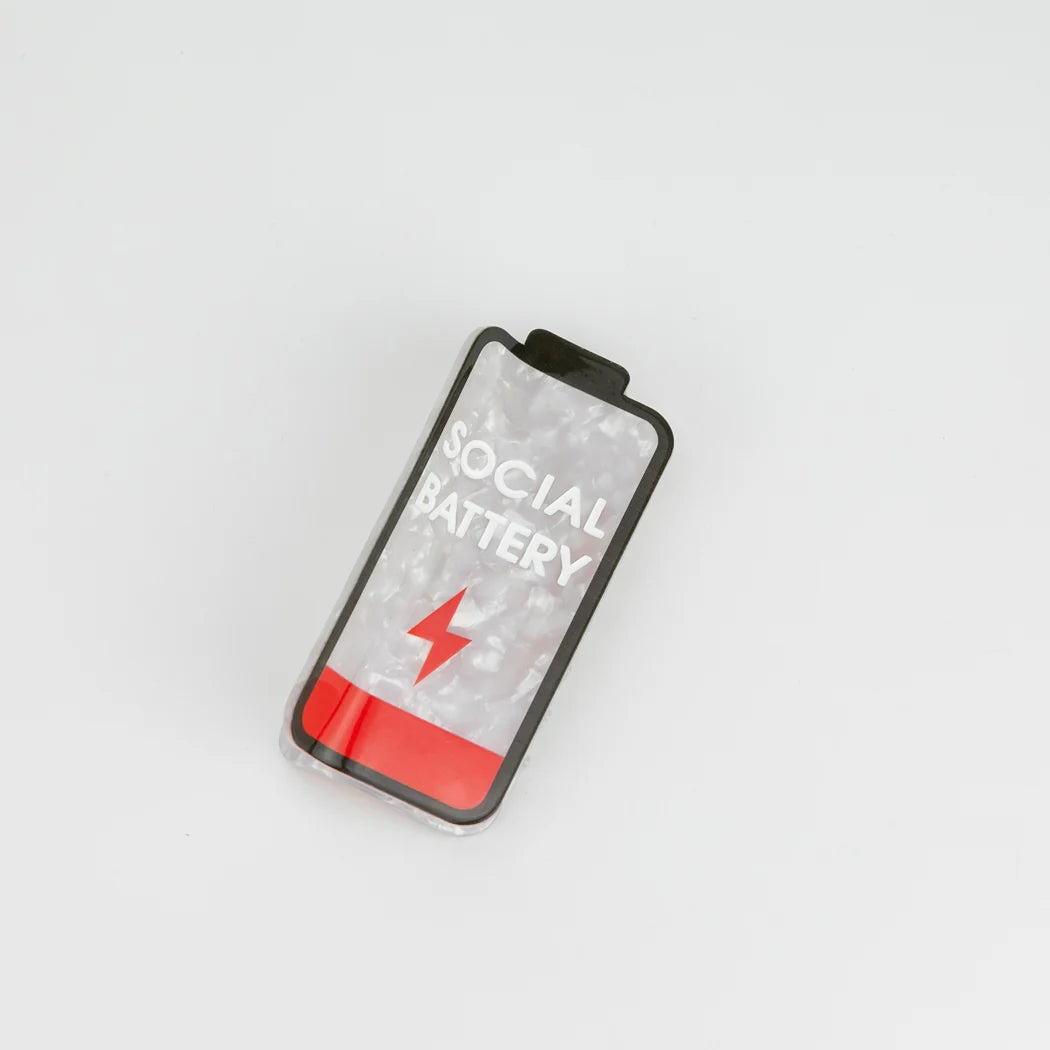 Social Battery - Low Battery Hair Claw Clip