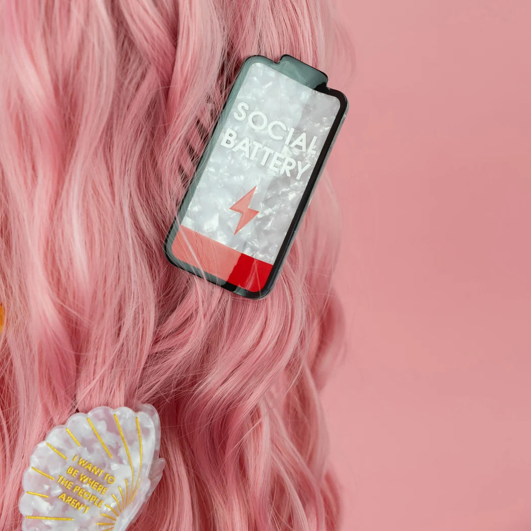Social Battery - Low Battery Hair Claw Clip
