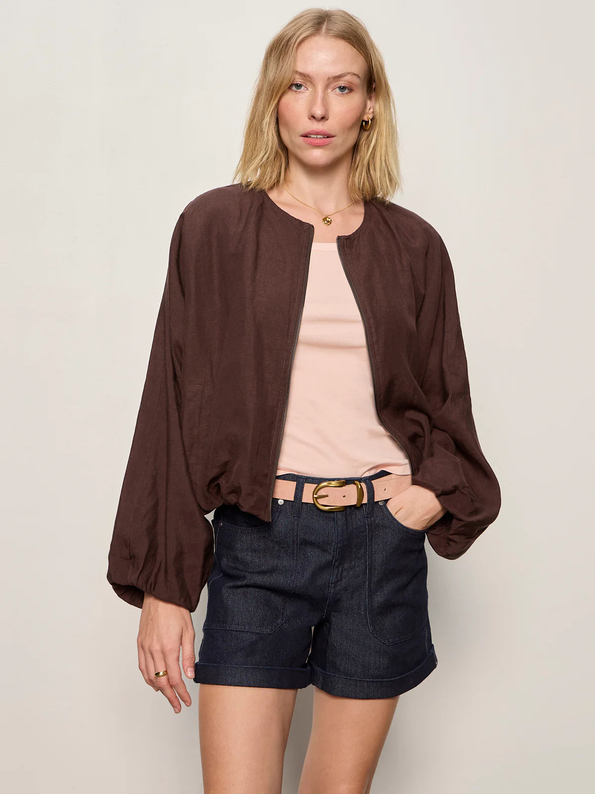 Linen Bubble Jacket - Rich Soil