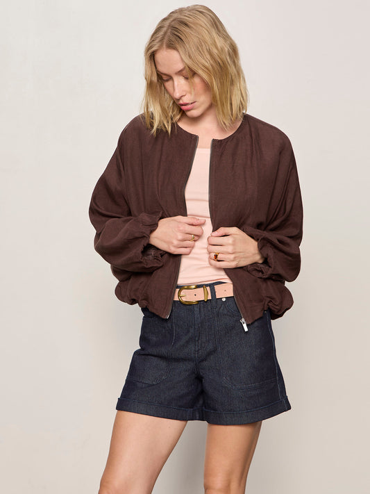 Linen Bubble Jacket - Rich Soil