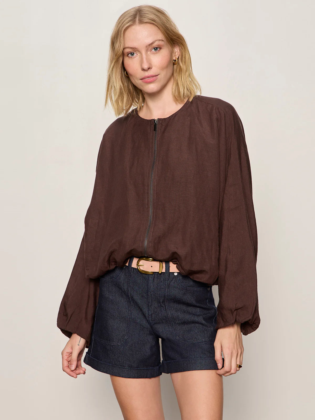 Linen Bubble Jacket - Rich Soil