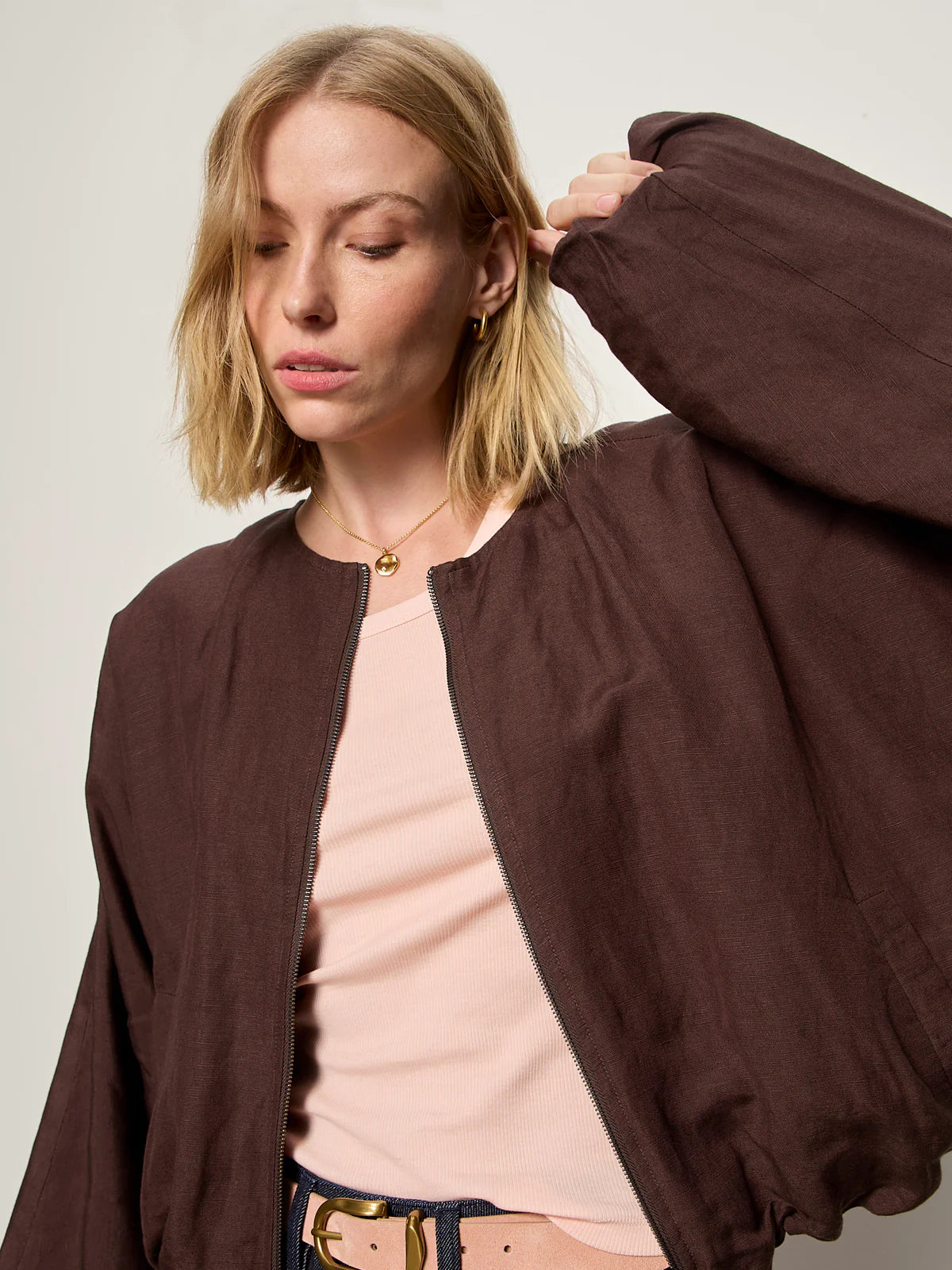 Linen Bubble Jacket - Rich Soil