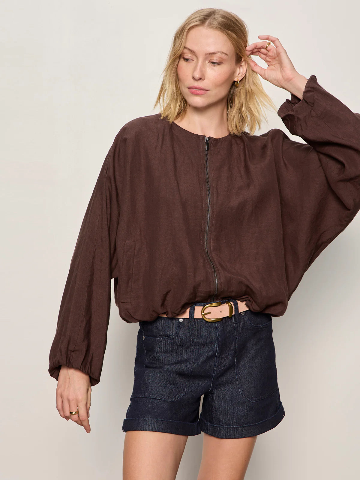 Linen Bubble Jacket - Rich Soil
