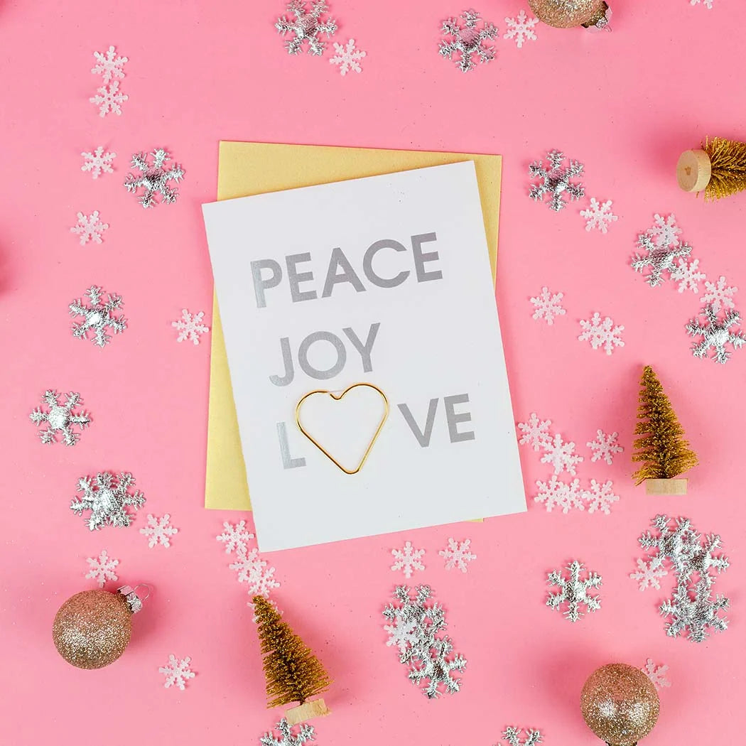 Peace Joy Love - Heart Paper Clip Card