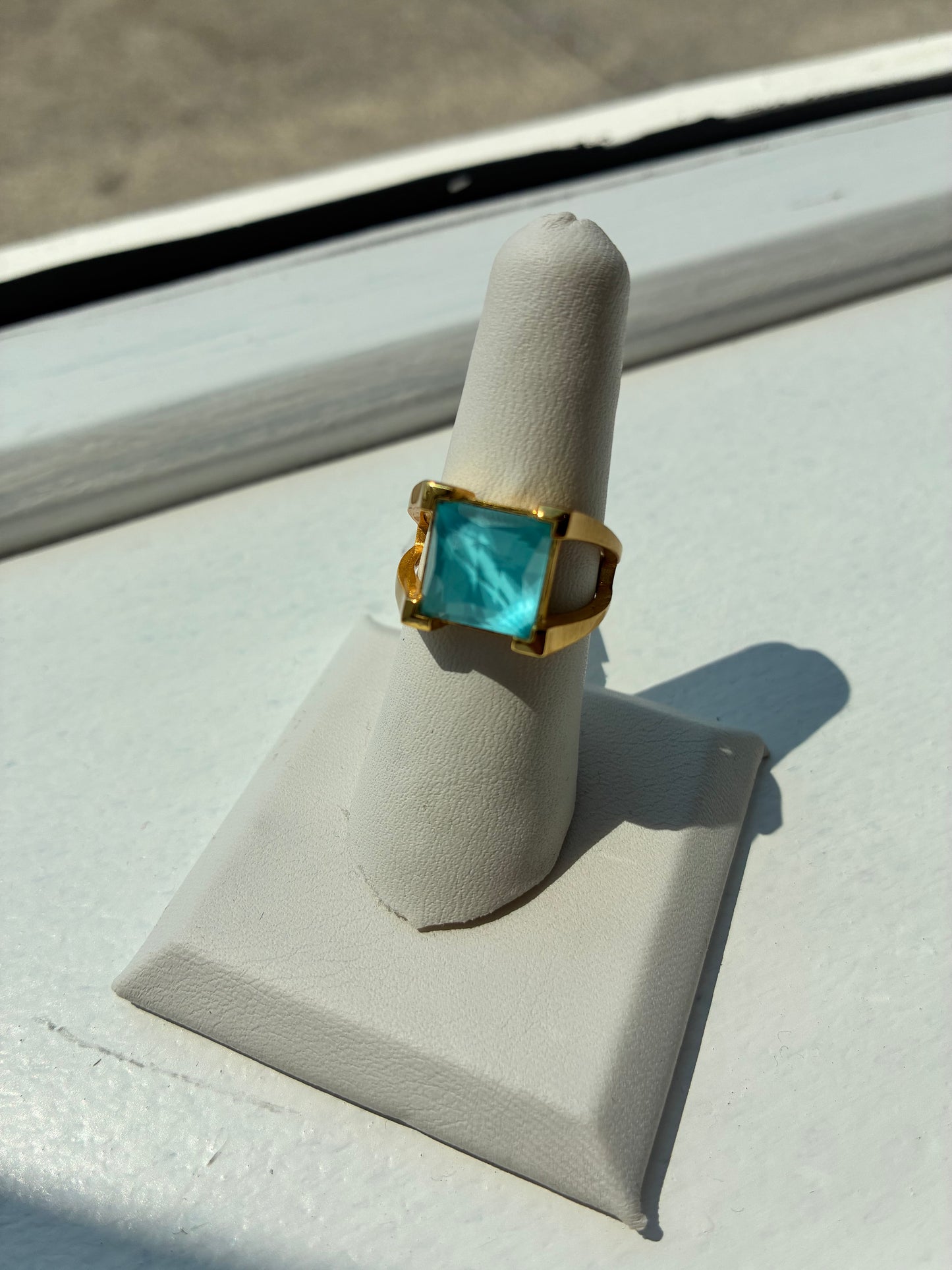 Mini Plaza Ring - Gold - Iridescent Turquoise - Si