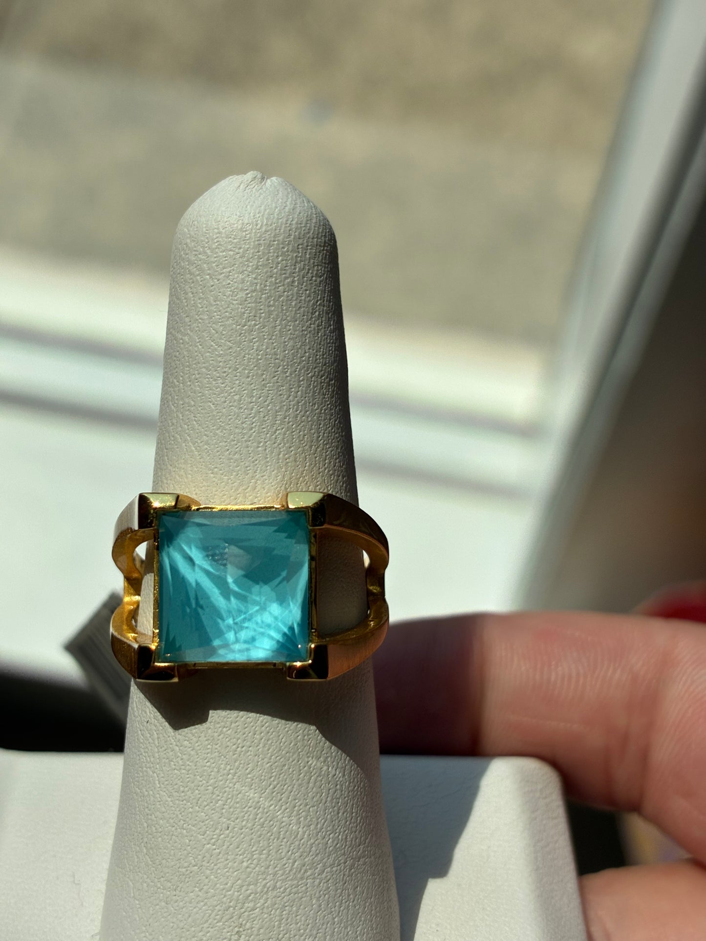 Mini Plaza Ring - Gold - Iridescent Turquoise - Si
