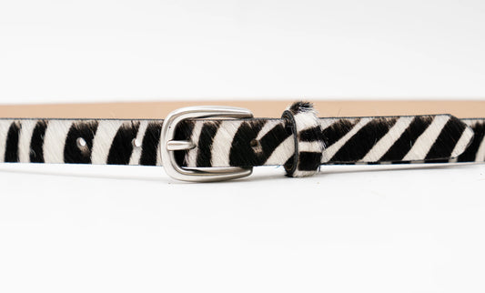 Zebra Calf Hair w/ Silver Buckle Belt