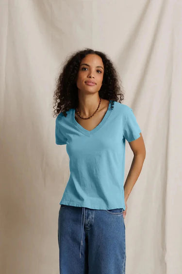 Hendrix Cotton SS Boxy V Neck Tee