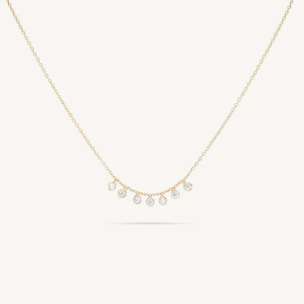 Mini Orsay Charm Necklace - Gold - White Topaz CZ