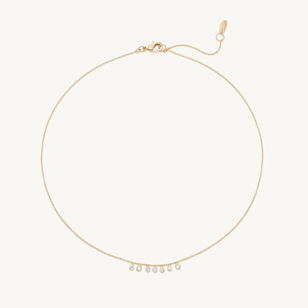 Mini Orsay Charm Necklace - Gold - White Topaz CZ