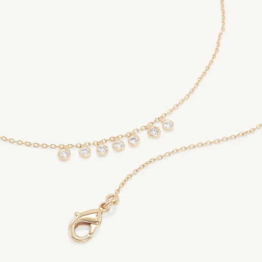 Mini Orsay Charm Necklace - Gold - White Topaz CZ