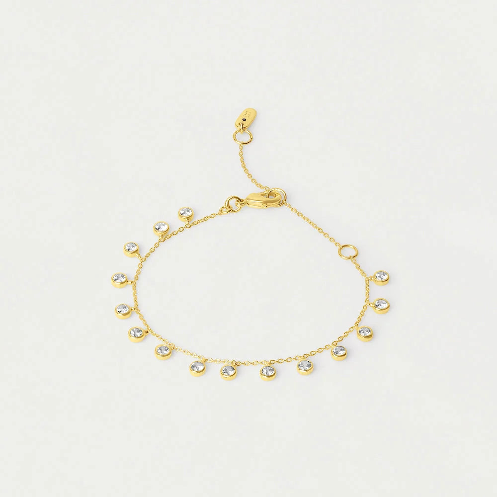 PAVE ORSAY CHARM BRACELET - Gold/White Topaz