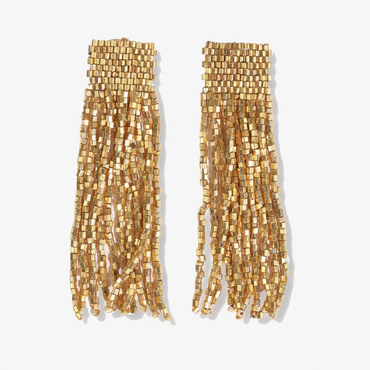 Marilyn solid beaded fringe earrings – Gold