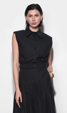 Oren Poplin Sleeveless Shirt With Elasticised Hem