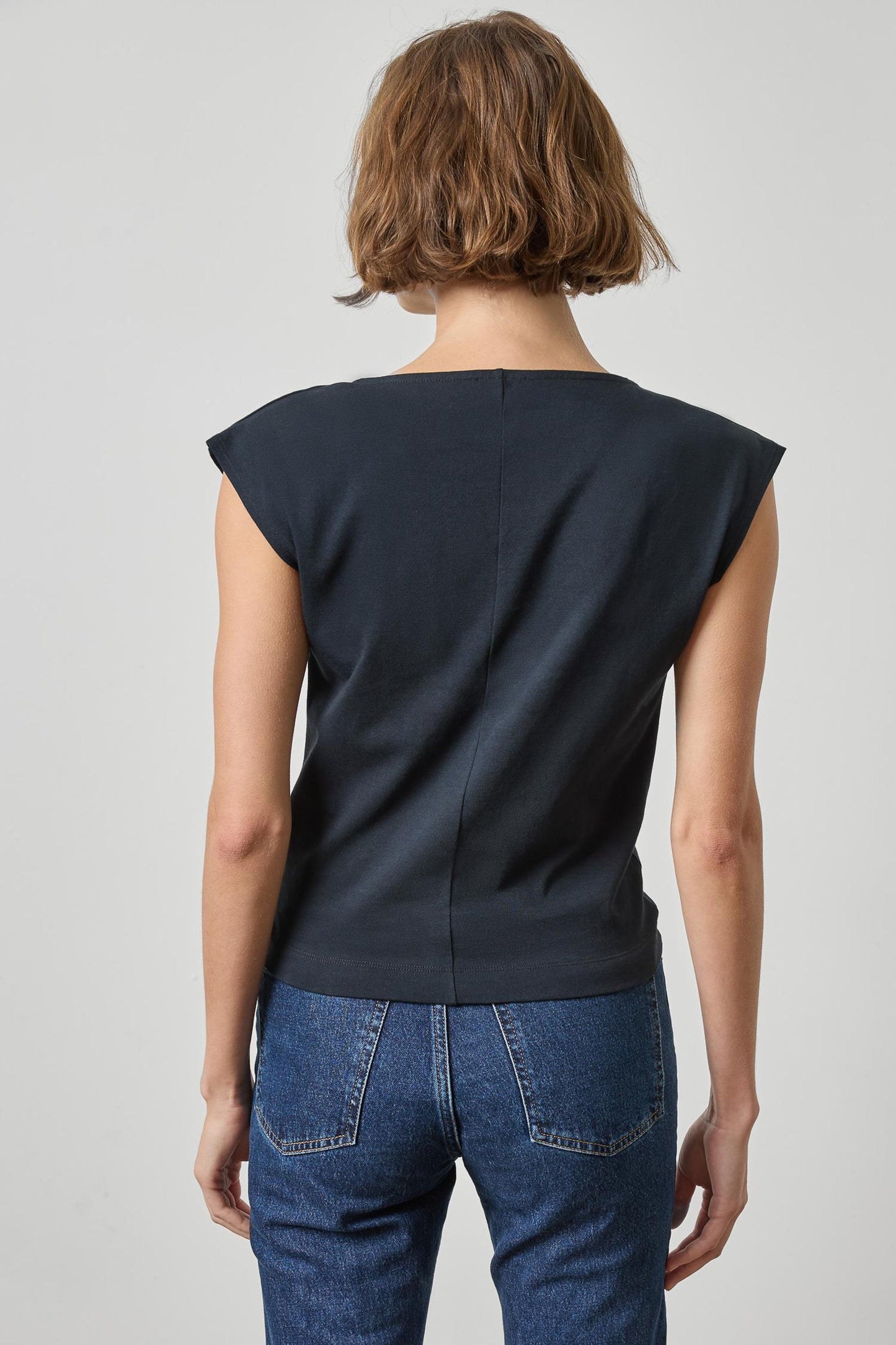 Drape Neck Wedge Top - Black