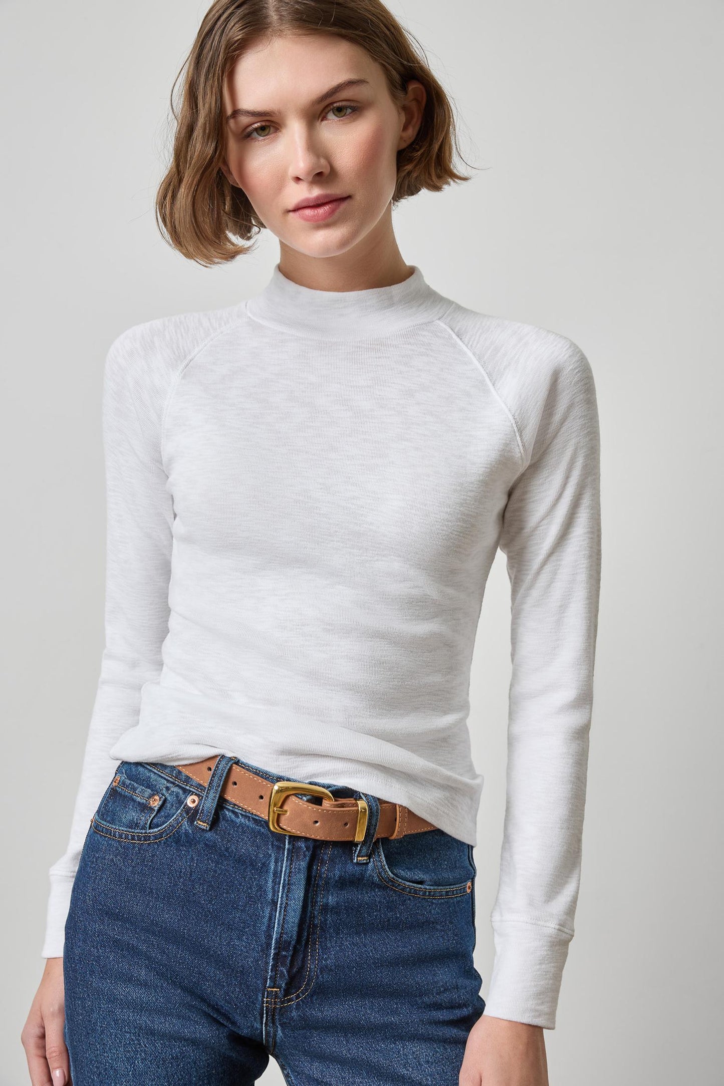 Raglan Long Sleeve Mock Neck