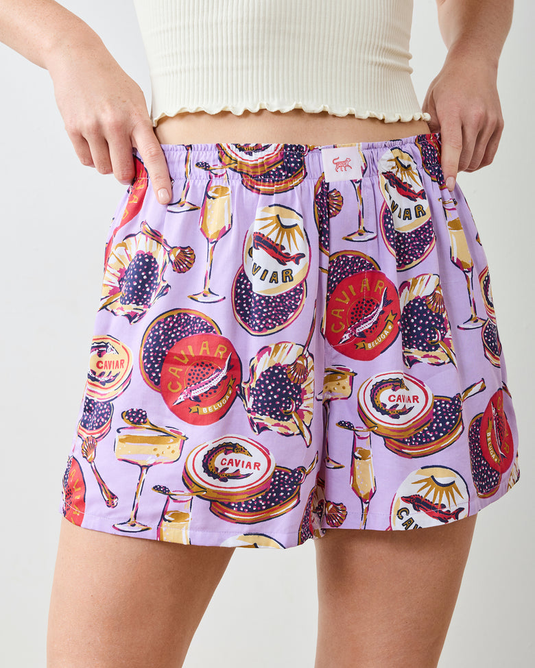 Champagne Caviar - Eco Satin Boyfriend Boxer - Lavender