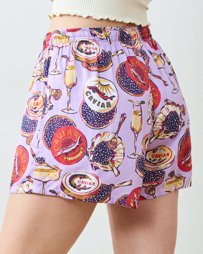 Champagne Caviar - Eco Satin Boyfriend Boxer - Lavender