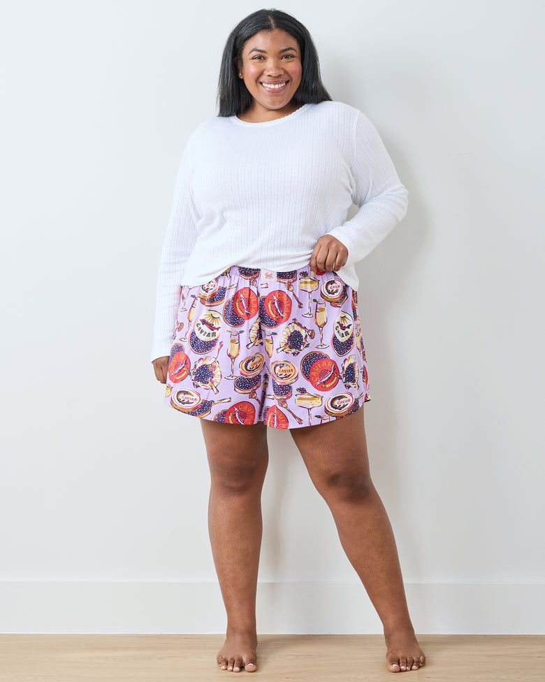 Champagne Caviar - Eco Satin Boyfriend Boxer - Lavender