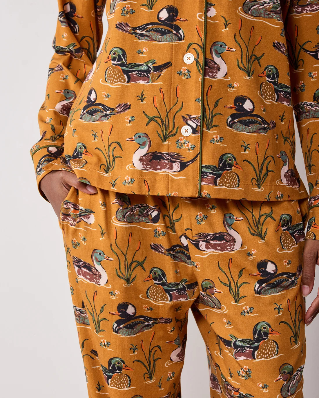 Fancy Ducks - Organic Cotton Modal Knit Long PJ Set - Mustard