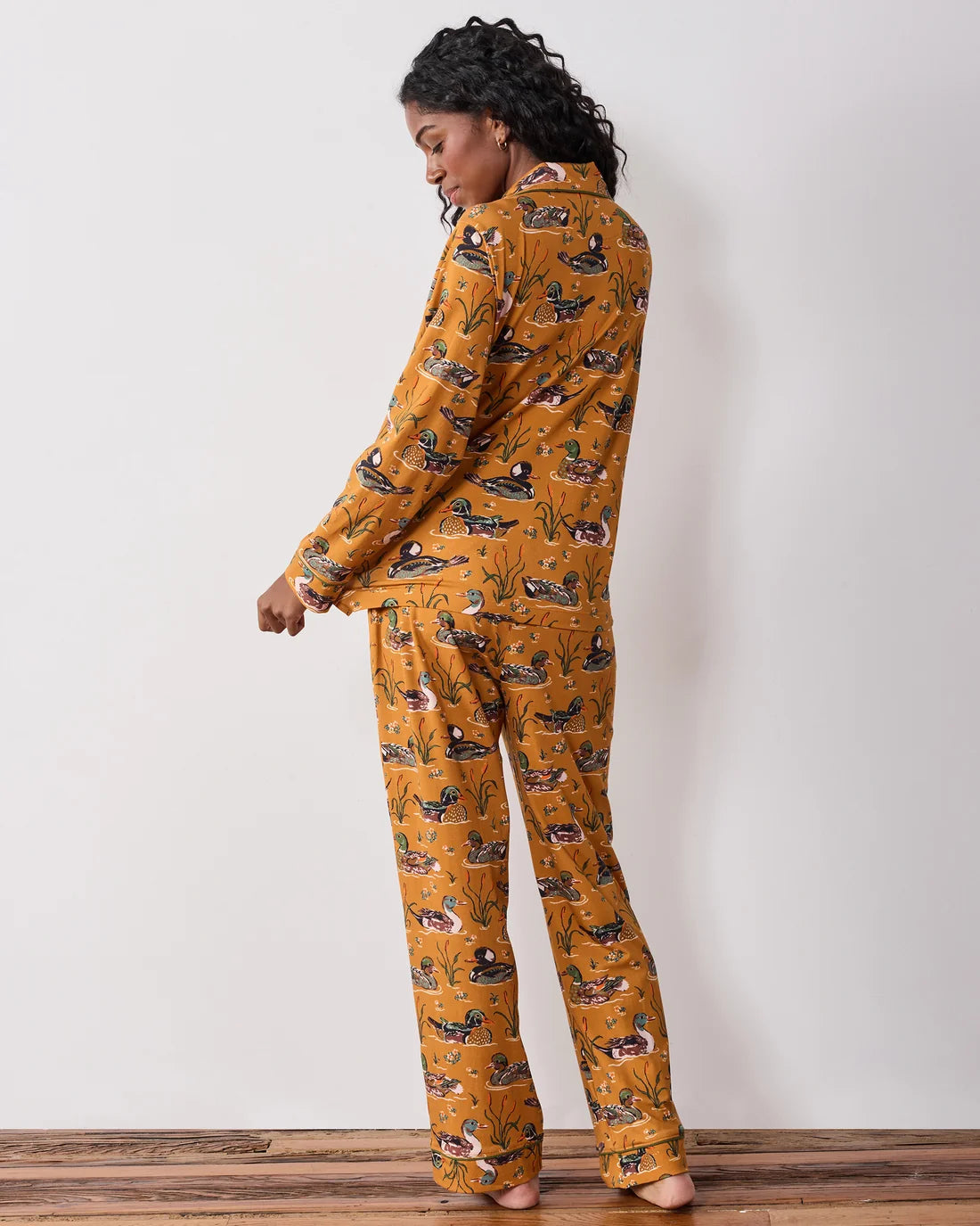 Fancy Ducks - Organic Cotton Modal Knit Long PJ Set - Mustard
