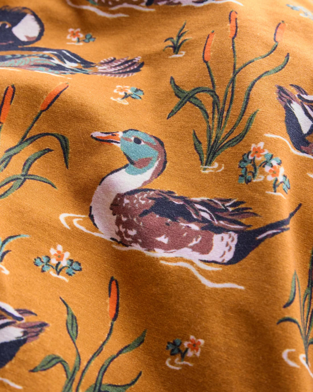 Fancy Ducks - Organic Cotton Modal Knit Long PJ Set - Mustard