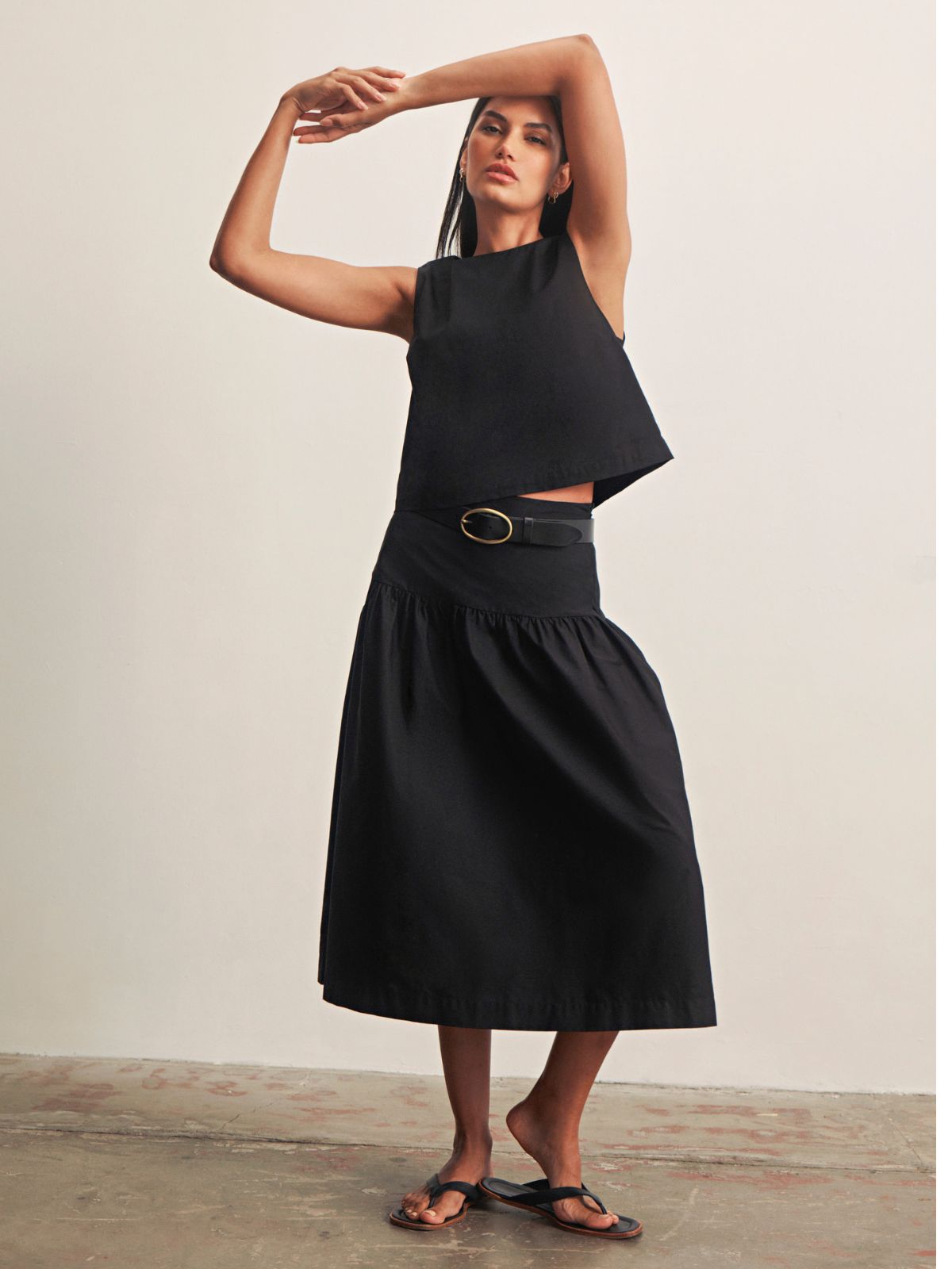 Matter of Time Poplin Skirt - Black