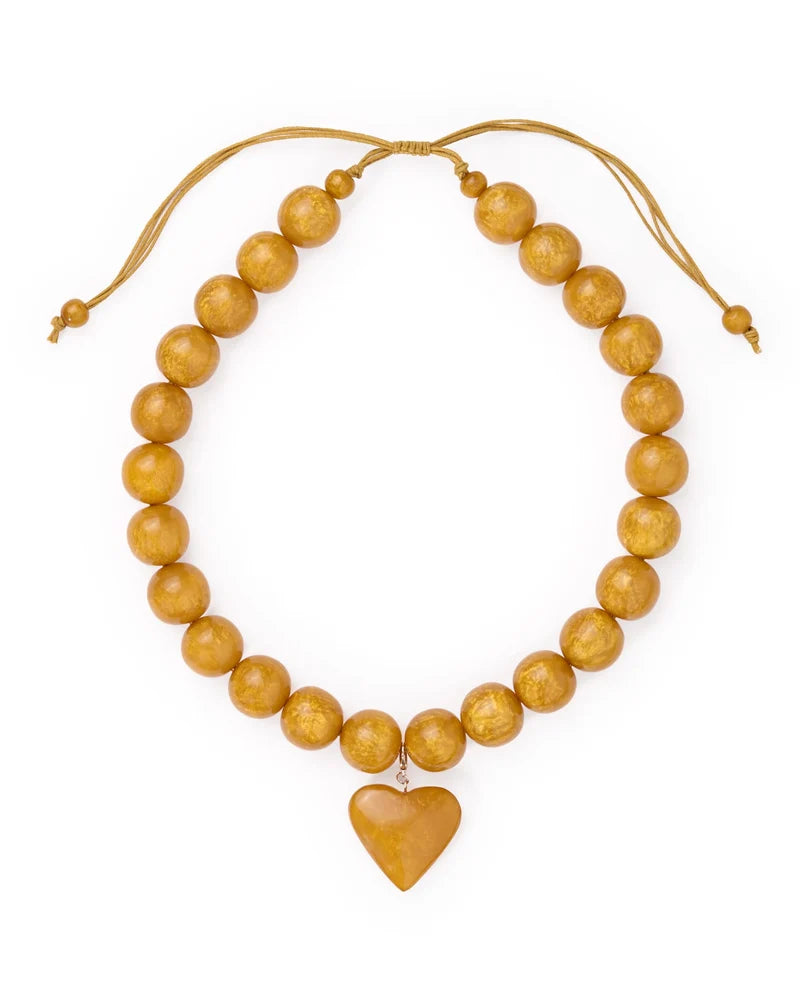 Emery large round resin necklace – Amber