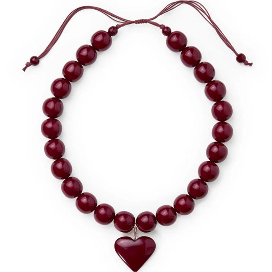 Emery large round resin necklace – Burgundy