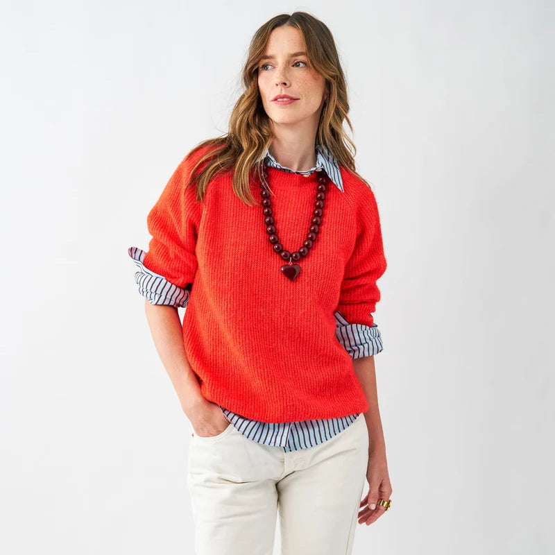 Emery large round resin necklace – Burgundy