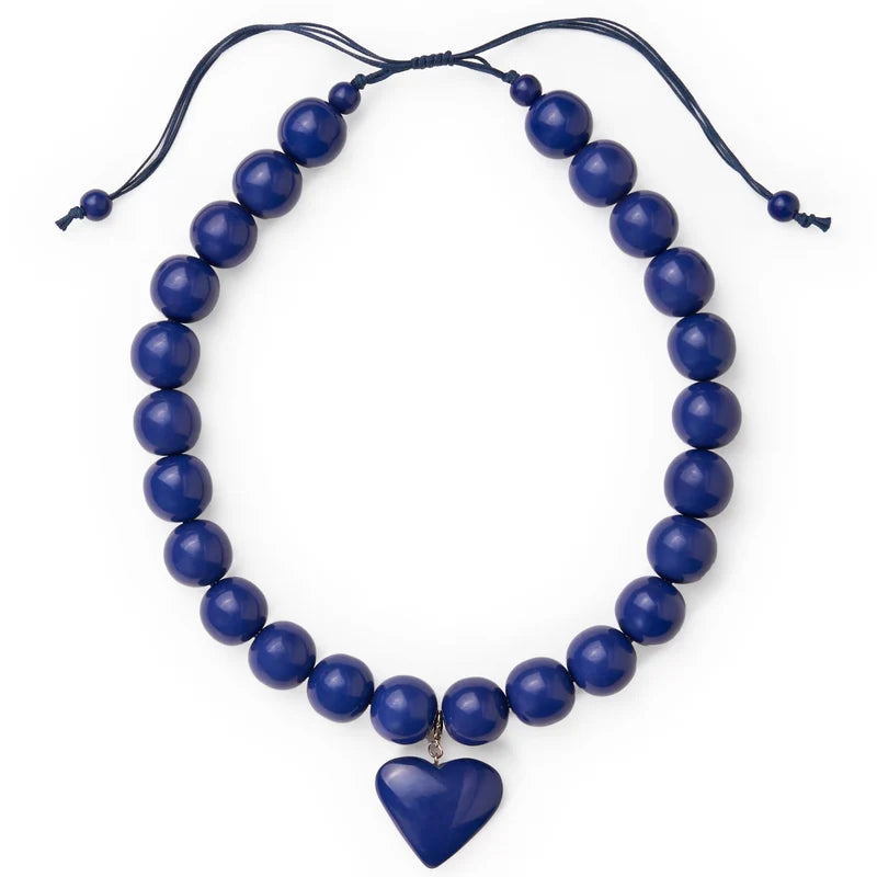 Emery large round resin necklace – Navy