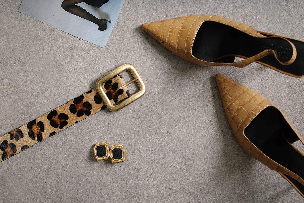 Tan Leopard w/ Gold Buckle Belt