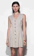 Zora Canvas Stripe Button Down Mini Dress