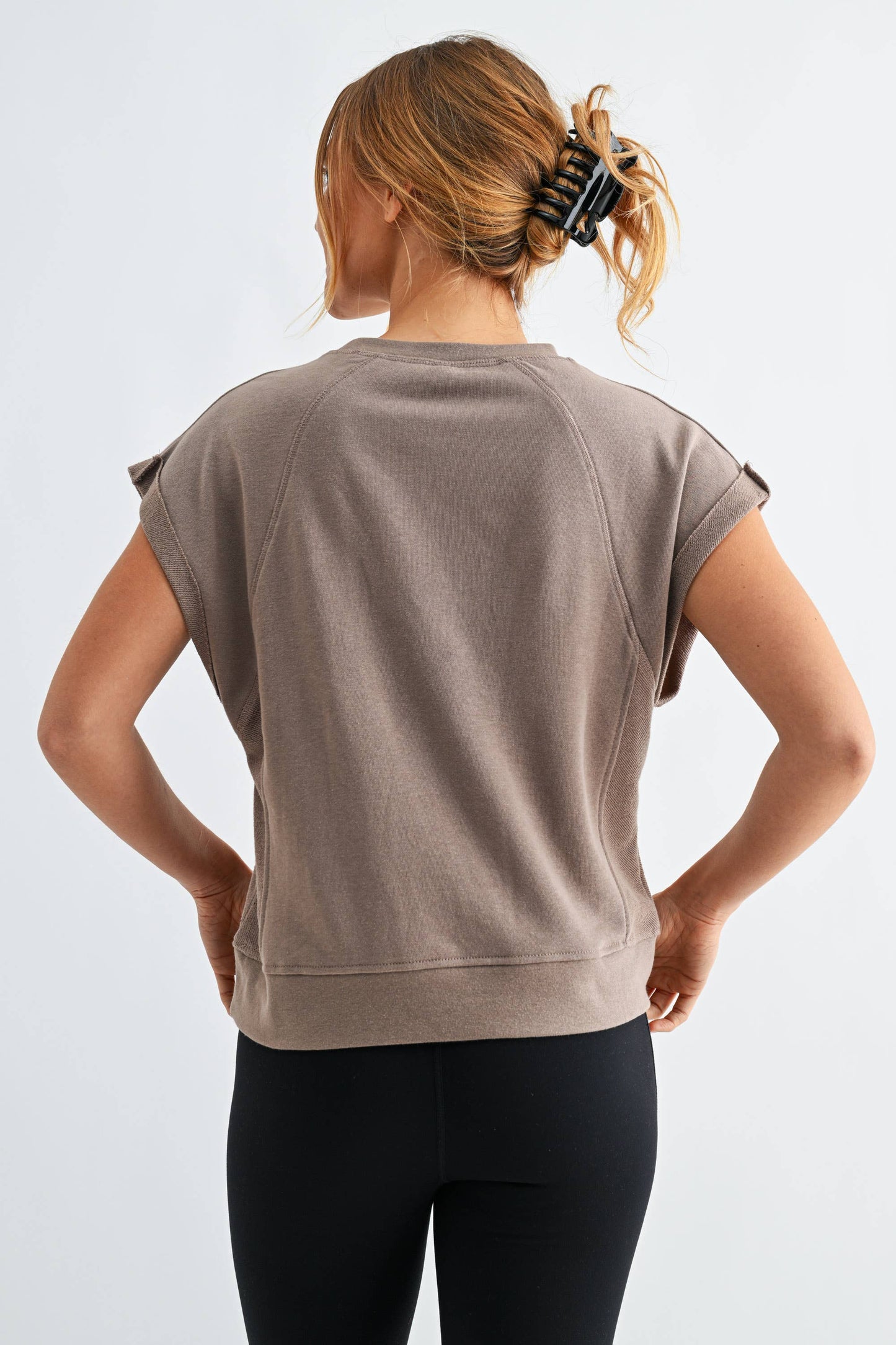 Offset French Terry Cap Sleeve Top
