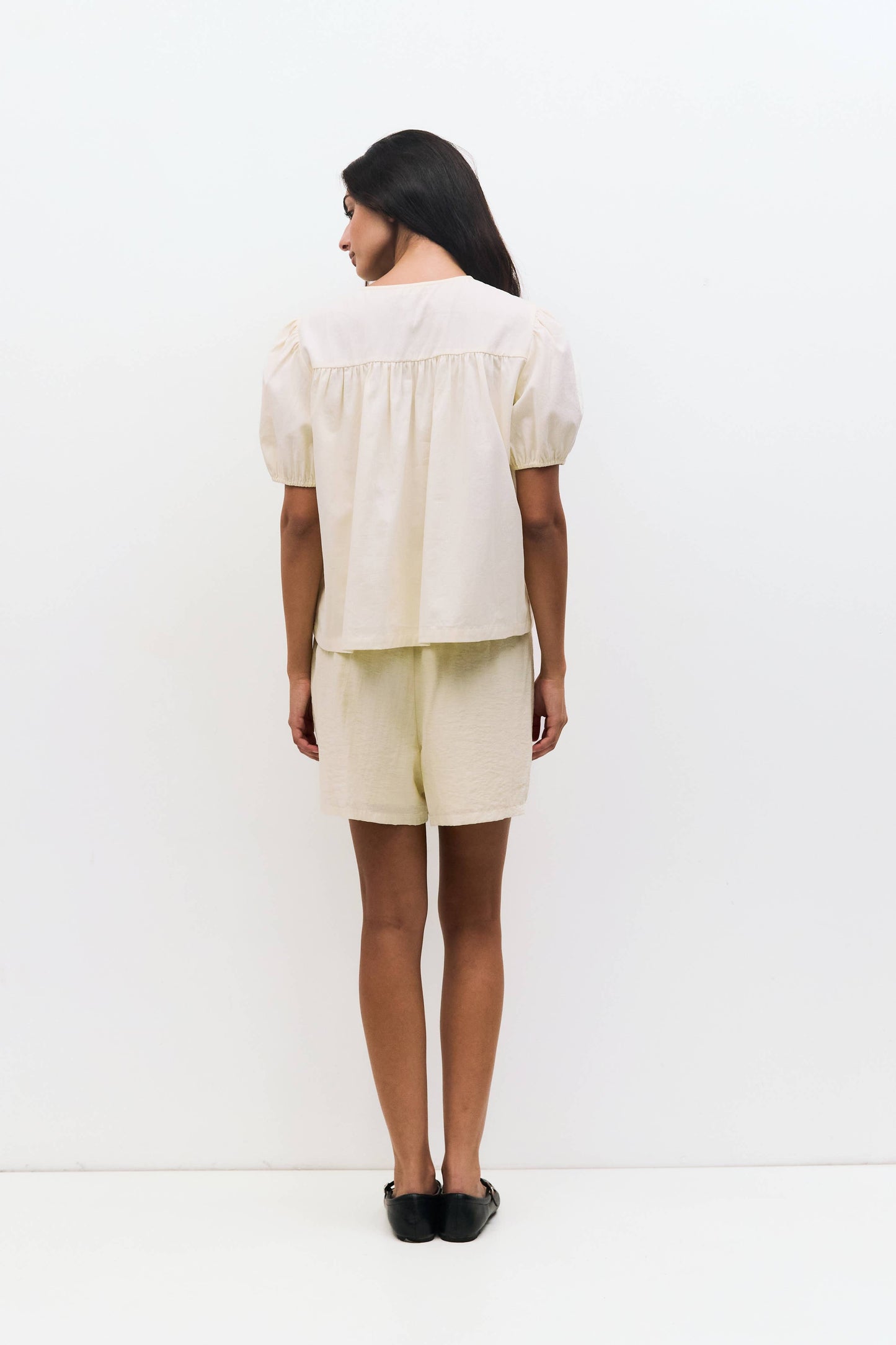 The Hazel Top | Puff Sleeve Baby Doll Blouse: Blue / MEDIUM