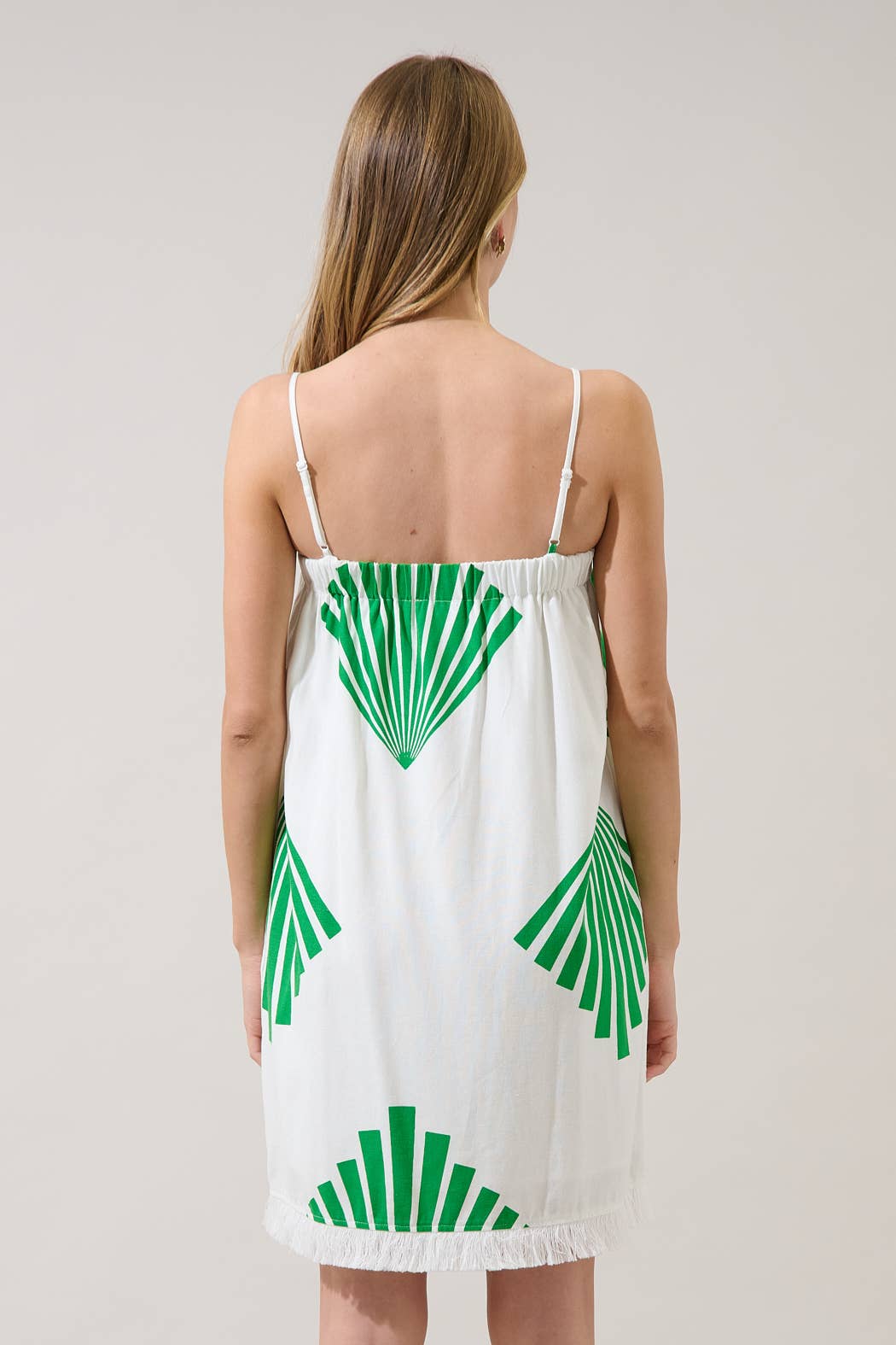 Quina Shift Mini Dress Fan Breeze: WHT-GREEN